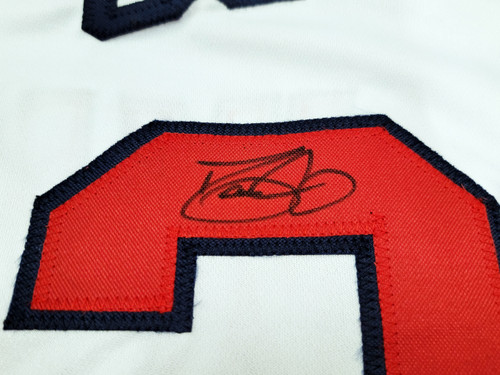 Atlanta Braves Dave Justice Autographed White Jersey A-Town JSA Stock  #202343