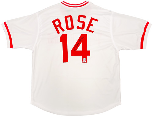 Pete Rose Signed Heavily Inscribed STATS Cincinnati Reds Jersey