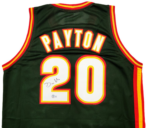 Gary Payton Autographed Signed Seattle Pro Style Red Basketball Jersey  (JSA)