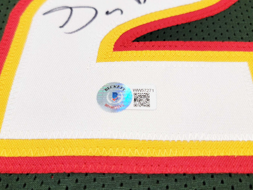 Seattle Supersonics Gary Payton Autographed Dark Green & Red Jersey Beckett BAS QR