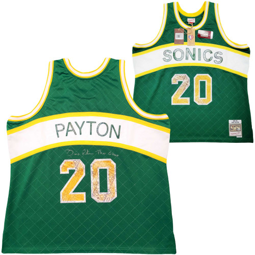 Seattle Supersonics Gary Payton Autographed Green Authentic Mitchell & Ness Hardwood Classics Swingman Jersey NBA Top 75 Size XXXL "The Glove" Beckett BAS QR