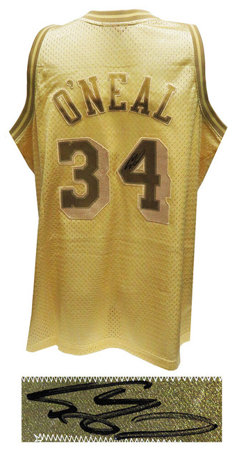 Shaquille O' Neal Signed Lakers Gold Mitchell&Ness HWC Swingman Jersey-BAW  Holo