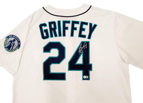 Mariners Ken Griffey Jr. Autographed Red M&N 1997 All Star Game Jersey L Beckett