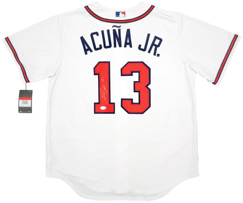 Golden Autographs Ronald Acuna Jr. Autographed Gray Atlanta Custom Baseball Jersey Beckett
