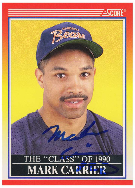 Mark Carrier Signed Chicago Bears 1990 Score Rookie Football Trading Card #614 - Schwartz Authenticated