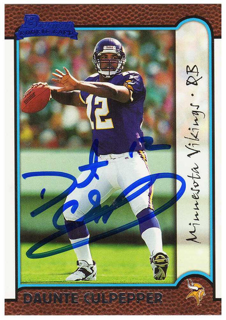 Daunte Culpepper Signed Minnesota Vikings 1999 Bowman Rookie Football Trading Card #166 - Schwartz Authenticated