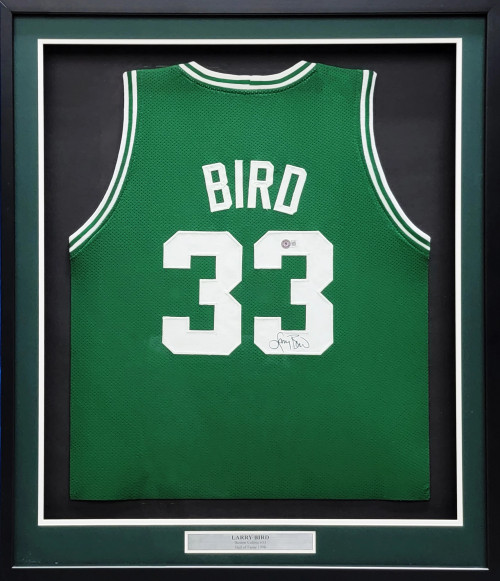 Boston Celtics Larry Bird Autographed Framed White Jersey Beckett BAS Stock  #214093