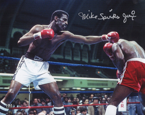 Michael Spinks Signed Boxing Punching Action 8x10 Photo w/Jinx - Schwartz Authenticated