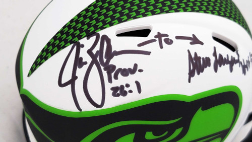 Steve Largent & Jim Zorn Autographed Seattle Seahawks Lunar Eclipse White Speed Mini Helmet MCS Holo Stock #211065