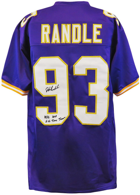 Minnesota Vikings John Randle Signed Purple Throwback Jersey w/NFL 100 All-Time Team - Schwartz Authenticated