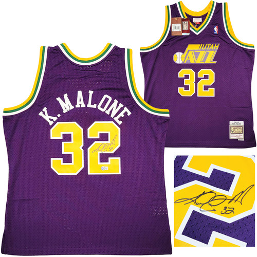 Karl Malone Autographed and Framed Purple Utah Jazz Jersey