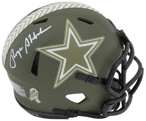 Roger Staubach Signed Dallas Cowboys Salute to Service Riddell Speed Mini Helmet - Schwartz Authenticated