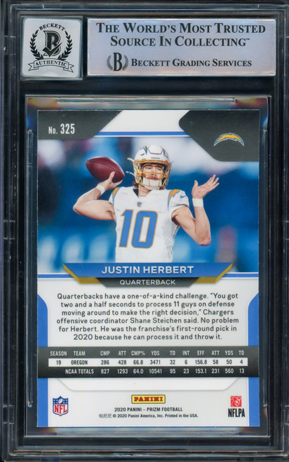 Justin Herbert Autographed 2020 Panini Mosaic Reactive Orange