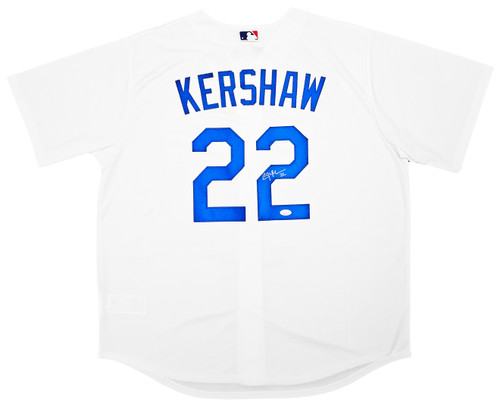 Los Angeles Dodgers Clayton Kershaw Autographed White Nike Jersey Size L  JSA Stock #212240