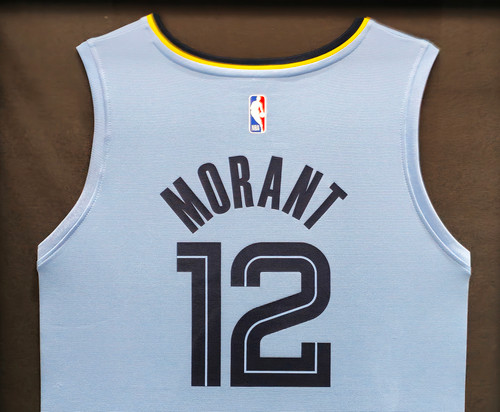 Memphis Grizzlies Ja Morant Autographed Light Blue Fanatics Jersey Size L  JSA Stock #207958