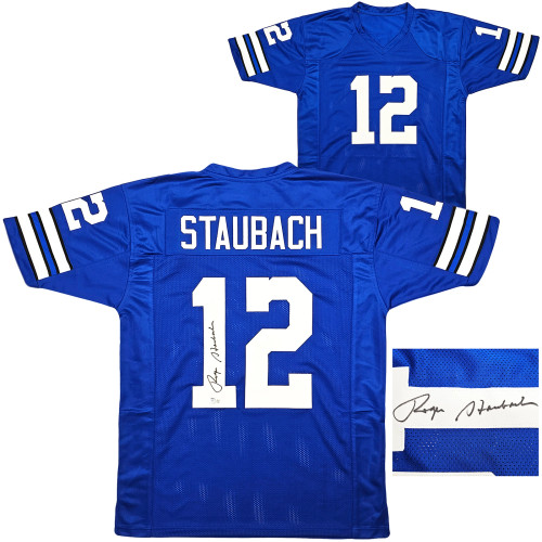 Dallas Cowboys Roger Staubach Autographed Royal Blue Jersey Beckett BAS Witness