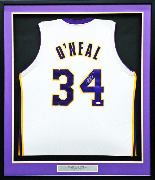 Sports Integrity Shaquille O'Neal Signed Framed Custom Purple Pro Style Basketball Jersey BAS Itp