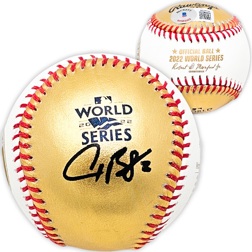 Yordan Alvarez Autographed Official 2022 Gold World Series Gold MLB Baseball  Houston Astros Beckett BAS Witness