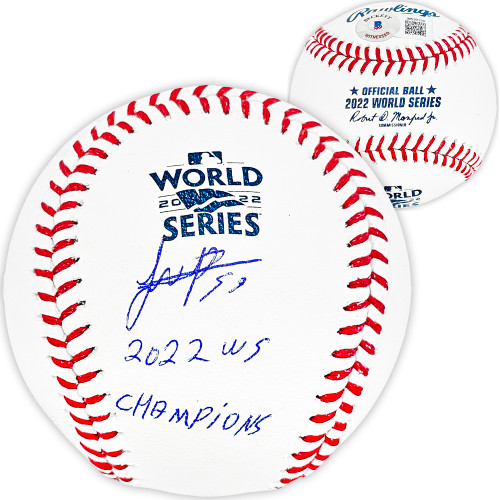 Framber Valdez Autographed Official 2022 World Series MLB Baseball Houston Astros "2022 WS Champions" Beckett BAS Witness Stock #215402