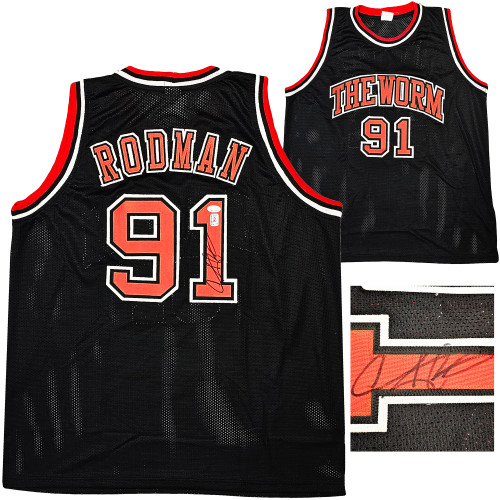 Chicago Bulls Dennis Rodman Autographed Black Jersey Be