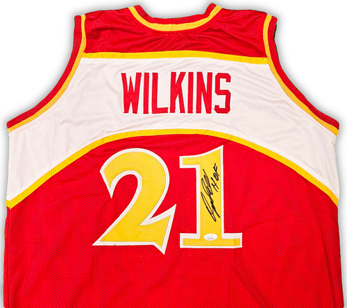 Atlanta Hawks Dominique Wilkins Autographed Red Jersey Beckett BAS Witness  Stock #207966
