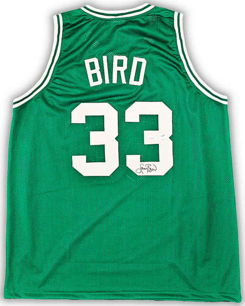 Boston Celtics Larry Bird Autographed Green Jersey JSA Stock