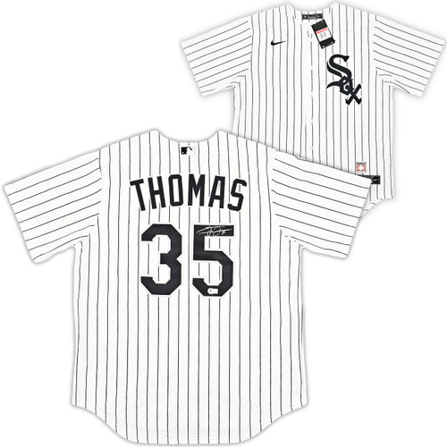 Chicago White Sox Frank Thomas Autographed White Pinstripes Nike Jersey  Size XL Beckett BAS Witness Stock #215871