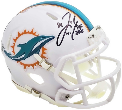 Zac Thomas Autographed Miami Dolphins White Speed Mini Helmet "HOF 2023" Beckett BAS Witness Stock #215335