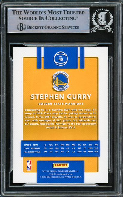 Stephen Curry 2017-18 Panini Contenders Draft Picks Autograph Card #46  PSA/DNA
