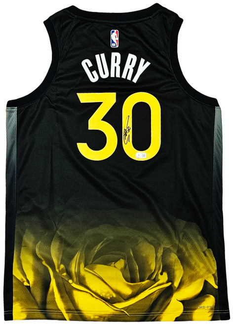 Stephen Curry Autographed Golden State Warriors Signed Nike Swingman Yellow  THE BAY Jersey Beckett COA
