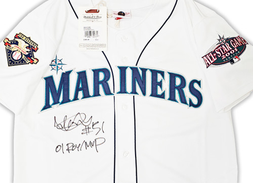 Seattle Mariners Ichiro Suzuki Autographed White Authentic Mitchell & Ness  2001 All Star Patch Jersey Size 48 IS Holo Stock #217976 - Mill Creek Sports