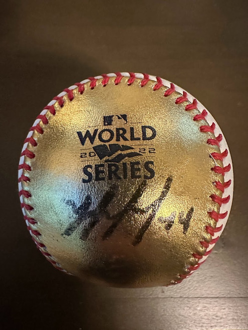 Yordan Alvarez Autographed Official 2022 Gold World Series Gold MLB  Baseball Houston Astros Beckett BAS Witness Stock #215396