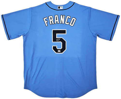 Tampa Bay Rays Wander Franco Autographed Blue Nike Jersey Size L JSA Stock  #218685