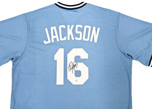 Bo Jackson Autographed Blue Kansas City Jersey - Beautifully