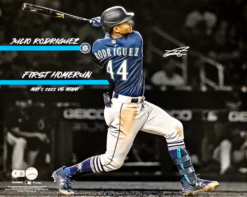 Julio Rodriguez Autographed 16x20 Photo Seattle Mariners First Home Run Beckett BAS QR Stock #219039