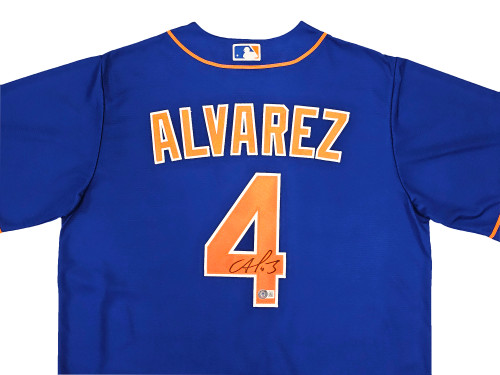 New York Mets Francisco Alvarez Autographed Blue Nike Jersey Size L Beckett  BAS Witness Stock #220557 - Mill Creek Sports