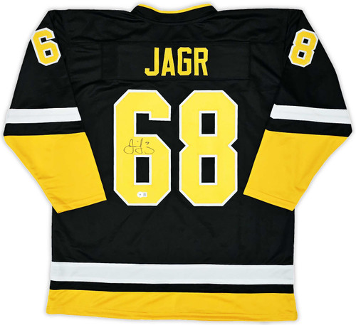 Pittsburgh Penguins Jaromir Jagr Autographed Black & Yellow Jersey Beckett BAS Witness