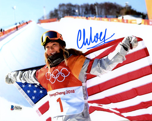 Chloe Kim Autographed 8x10 Photo Team USA Women's Snowboarding 2018 Winter Olympics Beckett BAS Stock #144536