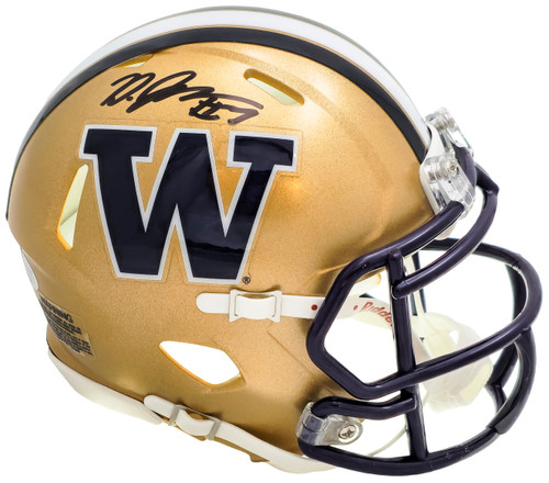 Dillon Johnson Autographed Washington Huskies Gold Speed Mini Helmet MCS Holo