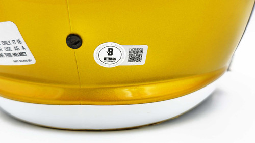 Aaron Donald Autographed Los Angeles Rams Flash Yellow Full Size Speed Replica Helmet Beckett BAS Witness