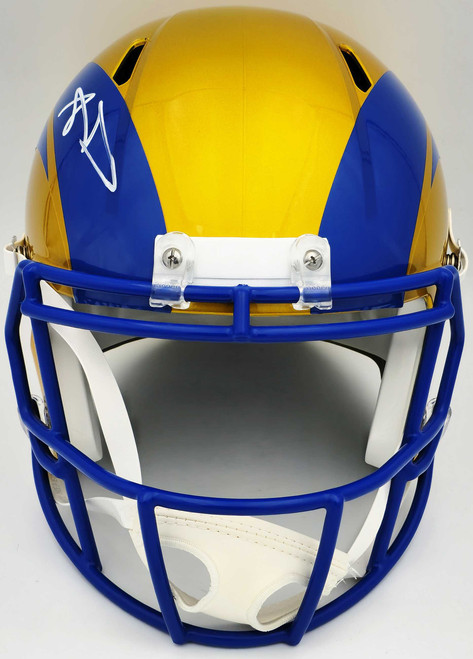 Aaron Donald Autographed Los Angeles Rams Flash Yellow Full Size Speed Replica Helmet Beckett BAS Witness