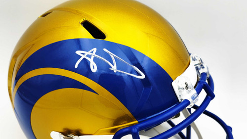 Aaron Donald Autographed Los Angeles Rams Flash Yellow Full Size Speed Replica Helmet Beckett BAS Witness