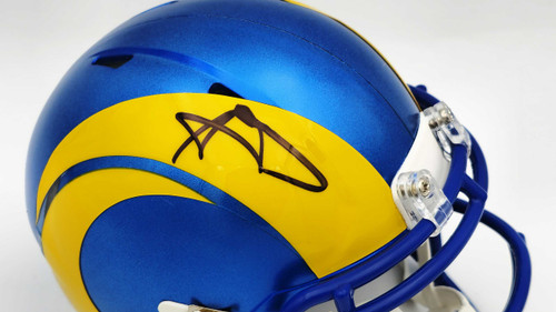 Aaron Donald Autographed Los Angeles Rams Blue Speed Mini Helmet Beckett BAS Witness