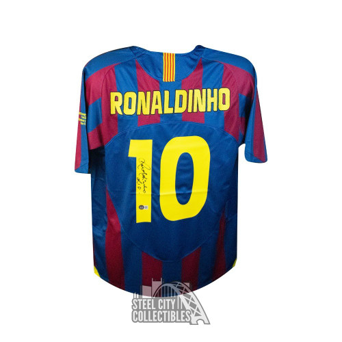 Ronaldinho Autographed Barcelona Nike Soccer Jersey - BAS