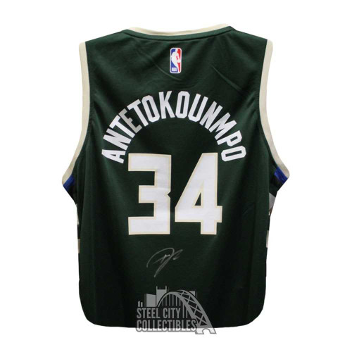 Giannis Antetokounmpo Autographed Milwaukee Fast Break Green Basketball Jersey - BAS
