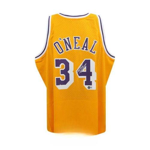 Shaquille O'Neal Autographed Los Angeles Lakers Gold Mitchell & Ness Basketball Jersey - BAS (L)