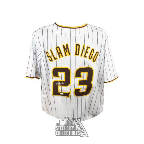 Fernando Tatis Jr Autographed Slam Diego San Diego White Pinstripe Custom Baseball Jersey - JSA COA