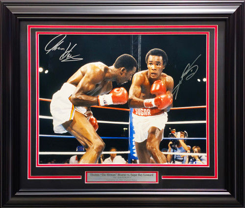 Sugar Ray Leonard & Thomas "Hitman" Hearns Autographed Framed 16x20 Photo Beckett BAS