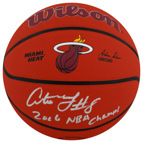 Antoine Walker Signed Wilson Miami Heat Logo NBA Basketball w/2006 NBA Champs - Schwartz Authenticated