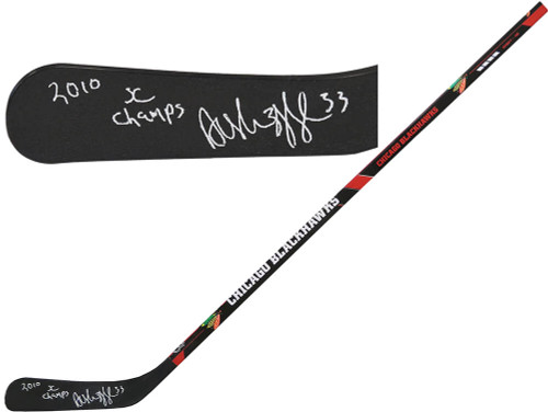 Dustin Byfuglien Signed Chicago Blackhawks Logo 48 Inch Full Size Hockey Stick w/2010 SC Champs - Schwartz Authenticated